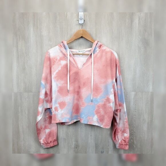 Frayed Jeans Amber Tie-Dye Cropped Hoodie - Picture 4 of 9